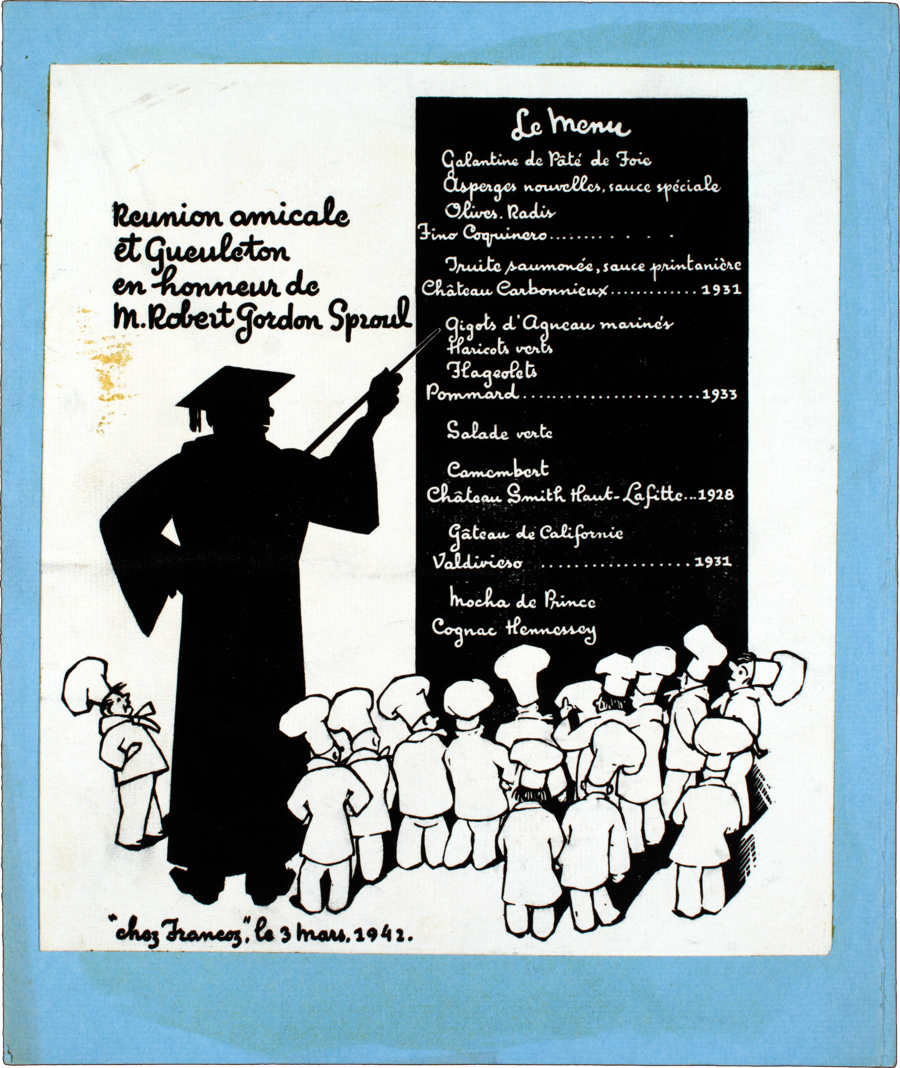Reunion Amicale Et Gueuleton En Honneur De M Robert Gordon Sproul Uc Davis Digital Collections